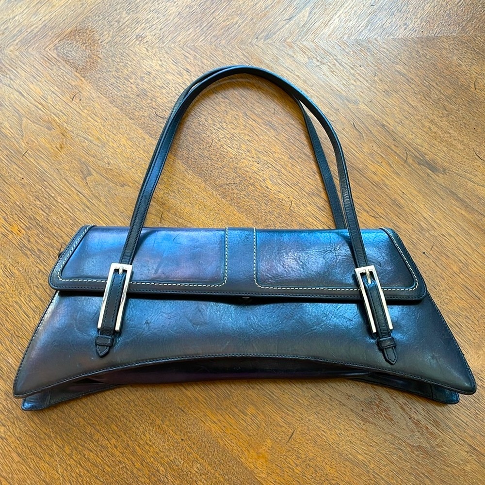 BCBGMaxAzria Black Italian Leather Women's Purse